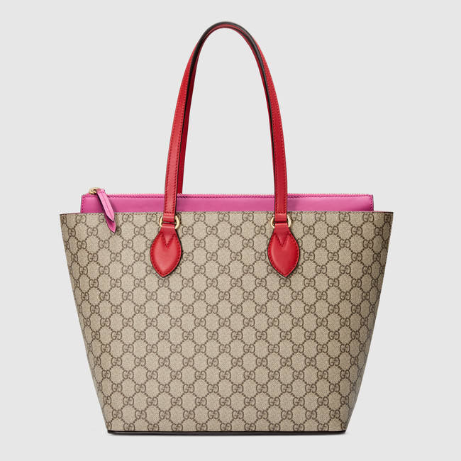 Real Gucci Beige GG Supreme Tote Bag 415721 KLQIG 9784 Rose